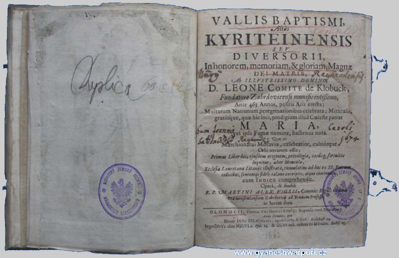 Vallis Baptismi Martina Alexandera Vigsia z roku 1663.